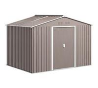 Abri de jardin 4,9 m² double porte coulissante fondation incluse - 277 x 195 x 192 cm - tôle acier ondulée gris clair