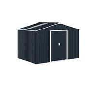Abri de jardin 4,9 m² double porte coulissante fondation incluse - 277 x 195 x 192 cm - tôle acier ondulée anthracite