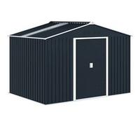 Abri de jardin - Outsunny - 5,4m² - kit de fondation, porte coulissante verrouillables - 277x195x192cm - gris foncé