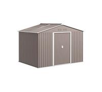 Abri de jardin 4,9 m² double porte coulissante fondation incluse - 277 x 195 x 192 cm - tôle acier ondulée gris clair
