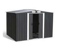 IDMarket - Abri de jardin 5,3 m² gris en acier galvanisé avec base