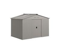 Abri de jardin 5,4 m² - cabanon double porte coulissante - fondation incluse - 277 x 195 x 192 cm - tôle d'acier ondulée gris