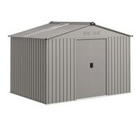Abri de jardin 5,4 m² - cabanon double porte coulissante - fondation incluse - 277 x 195 x 192 cm - tôle d'acier ondulée gris Gris G