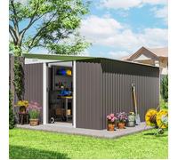 Abri De Jardin 8 9 M2 En Acier Gris Chalet De Jardin Moderne FloraGrace Pour Jardin Avec Double Porte Coulissante 345x280x201cm