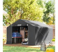 Abri de jardin à trois pieds, tente à vélos, porte coulissante à fermeture éclair, structure métallique, rangement polyvalent, gris foncé