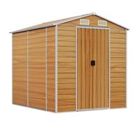 Abri De Jardin Acier Galvanise 191 X 215 X 198 Cm | 4 Bouches D'Aeration, Toit En Pente, Poignees Sur Porte, Rangement Bois De Chauffage
