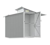Abri De Jardin Acier Galvanisé Gris 270x130x208,5 cm Remise Extérieure | Porte pratique, poignée confortable, ventilation intégrée, panneau toit transparent, résiste à la rouille, idéal outils et