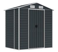 Abri de Jardin Anthracite 191x130x198 cm en Acier Galvanisé | Acier galvanisé résistant à la rouille, 4 bouches d'aération, toit en pente, poignées de porte, rangement bois de chauffage
