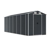 Abri de Jardin Anthracite 191x555x198 cm en Acier Galvanisé | Acier galvanisé résistant à la rouille, 4 bouches d'aération, toit en pente, poignées de porte, rangement bois de chauffage