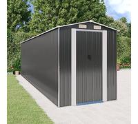 Abri de Jardin Anthracite 192x689x223 cm en Acier galvanisé, Hangar métallique spacieux avec Porte coulissante et poignée Pratique pour Rangement extérieur d'outils et équipements