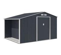 Abri de jardin en métal et abri bûches 8,72 m² - 342 x 255 x 202 - NOVA - Kit d'ancrage inclus, 2 portes coulissantes - Gris