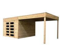 Abri De Jardin Avec Terrasse Tarento - Bois Massif 19mm - 292x290cm Marron
