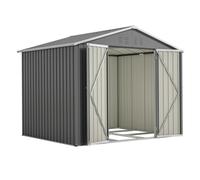 Abri de Jardin avec Toit en appentis, Remise métallique de 230x180 cm, Remise pour Outils en métal avec Fond, abris de Jardin en Acier résistant aux intempéries avec Porte et Ventilation, pour vélos