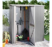 Abri de jardin avec toit incliné - 180,5 x 97 x 209,5 cm - En acier galvanisé gris - Porte verrouillable pour un rangement sûr des outils et des outils de jardin