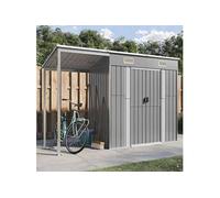 vidaXL Abri de Jardin avec Toit allongé Gris Clair 277 x 107 x 181 cm en Métal