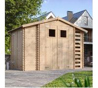 Abri de jardin en bois et range bûches extérieur - 3,53 + 0,97+0,97 m2