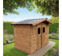 Abri de jardin bois 5 m² avec toiture bac acier, sans entretien - Foresta THERMABRI