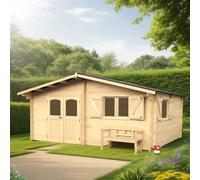 Abri de jardin bois 5x4m 20m2 épaisseur 42mm + DOUBLE VITRAGE