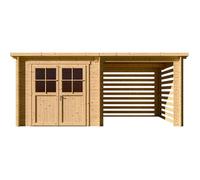 Abri de jardin bois avec appentis ""Aureval"" - 11m² - 2.24 x 5.01 x 2.07 m - 28 mm