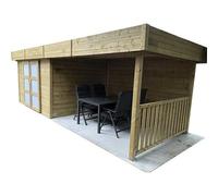 Abri De Jardin Bois Avec Auvent - Arhus - 7,65m2 Marron