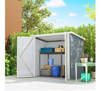 Abri de Jardin cabane de jardin 1 09 m² 2 Portes verrouillables 147 x 86 x 134 cm tôle d'acier Gris clair Blanc