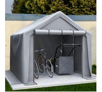 Abri de Jardin, Cabane de Jardin, Abri Robot Tondeuse et Vélo, Tente de Stockage pour Outils et Véhicules, Gris, 244x241x217cm