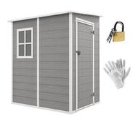 Abri de jardin - Outsunny - 1,54 m² cabane outils porte verrouillable aération fenêtre - alu PP - 122x149x192cm - gris