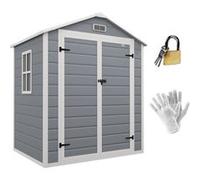 Outsunny Abri de jardin en résine polypropylène 2,12 m² – 2 portes, 1 fenêtre, aération – Gris