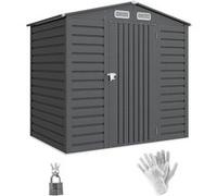 Abri de jardin cabanon dim. 190L x 131l x 188H cm porte verrouillable ventilations tôle acier ondulé gris Gris G