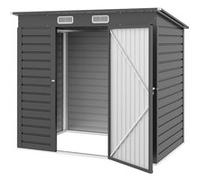 Abri de jardin cabanon dim. 191L x 130l x 166H cm porte verrouillable ventilations tôle acier ondulé gris Gris G