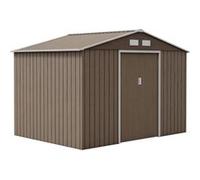 Abri de jardin - Outsunny - 5,4m² - kit de fondation, porte coulissante verrouillables 4 aérations - 277x195x192cm - marron clair