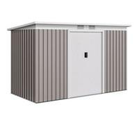 Outsunny Abri de Jardin 3,6 m² Remise à Outils avec kit de fondation en Acier galvanisé avec Portes coulissantes, dim. 280L x 130l x 172H cm, Gris clair