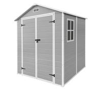 Abri de jardin ECD Germany en PP 151x182x220 cm gris clair avec plancher résistant aux intempéries