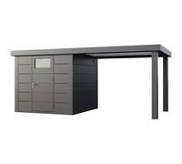 Abri de Jardin ELEGANTO 2424 lounge L ouvert D - Façade L.238 x l.238 cm - lounge L 284 x l 258 cm - 5,7 m² et 6,8 m²