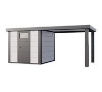 Abri de Jardin ELEGANTO 2424 lounge S fermé D - Façade L.238 x l.238 cm - lounge L.284 x l.258 cm - 5,7m² et 6,8m²