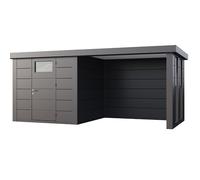 Abri de Jardin ELEGANTO 2424 lounge S fermé fenêtres D - Façade L.238 x l.238 cm - lounge L.284 x l.258 cm - 5,7m² et 6,8m²