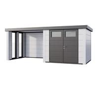 Abri de Jardin ELEGANTO 2724 lounge S fermé fenêtres G - Façade L.268 x l.238 cm - lounge L.288 x l.258 cm - 6,4 m² et 6,8 m²
