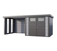 Abri de Jardin ELEGANTO 2724 lounge S fermé fenêtres G - Façade L.268 x l.238 cm - lounge L.288 x l.258 cm - 6,4 m² et 6,8 m²