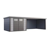 Abri de Jardin ELEGANTO 3030 lounge ext L fermé D - Façade L.298 x l.298 cm - lounge L.464 x l.318 cm- 8,9 m² et 13,8 m²