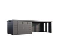 Abri de Jardin ELEGANTO 3330 lounge ext L fermé D fenêtres - Façade L.328 x l.298 cm - lounge L.464 x l.318 cm- 9,8 et 13,8 m²