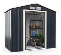 Abri de Jardin en Acier Coloré 2.37m² 203 x 117 x 195cm COSTWAY-2 Portes Coulissantes Verrouillables-4 Trous d’Aération-Toit Penché