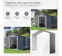 Abri de Jardin en Acier Coloré 3,74m² 203 x 181 x 195cm COSTWAY-2 Portes Coulissantes Verrouillables-4 Trous d’Aération-Toit Penché