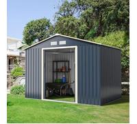 CostwayAbri de Jardin en Métal 5,29 ?277 x 191 x 202 cm avec 2 Portes Coulissantes Verrouillables 4 Trous d?Aération Gris pour Vélo