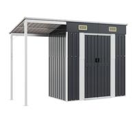 Abri de Jardin en Acier Galvanisé Antracite avec Toit Allongé 277x107x181 | Structure acier robuste, espace bois de chauffage, ventilation intégrée, drainage efficace, montage sur surface plane