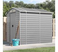Abri de jardin en acier galvanisé, gris clair, 191 x 215 x 198 cm, abri de jardin avec 4 ouvertures d'aération, abri de rangement pour outils de jardin et bois de chauffage, abri en métal avec