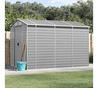Abri de jardin en acier galvanisé, gris clair, 191 x 300 x 198 cm, abri à outils robuste avec 4 ouvertures d'aération, protection contre la corrosion pour stockage extérieur, bois de chauffage, outils