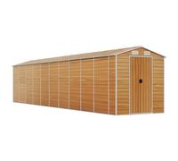 Abri de jardin en acier galvanisé Marron clair 191 x 895 x 198 cm | 4 ouvertures d'aération, toit incliné, robuste, pour outils de jardin, bois de chauffage, meubles