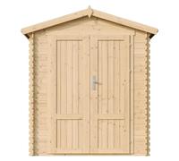 TIMBELA M367F1 Abri De Jardin en Bois 1,98 m², Cabane De Jardin Extérieure avec Parois De 19 mm, Cabanon De Jardin Extérieur pour Outils Et Vélos, sans Plancher, Portes À Panneaux en Bois Massif
