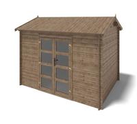 Abri de jardin en bois - 12m2 - 4x3m - Traité - Ep. 28mm - Couleur: marron - DOM677