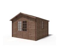 Abri de jardin en bois - 15 20m2 - 3 90x3 90m - Traité - Ep. 34mm - Couleur: marron - DOM563